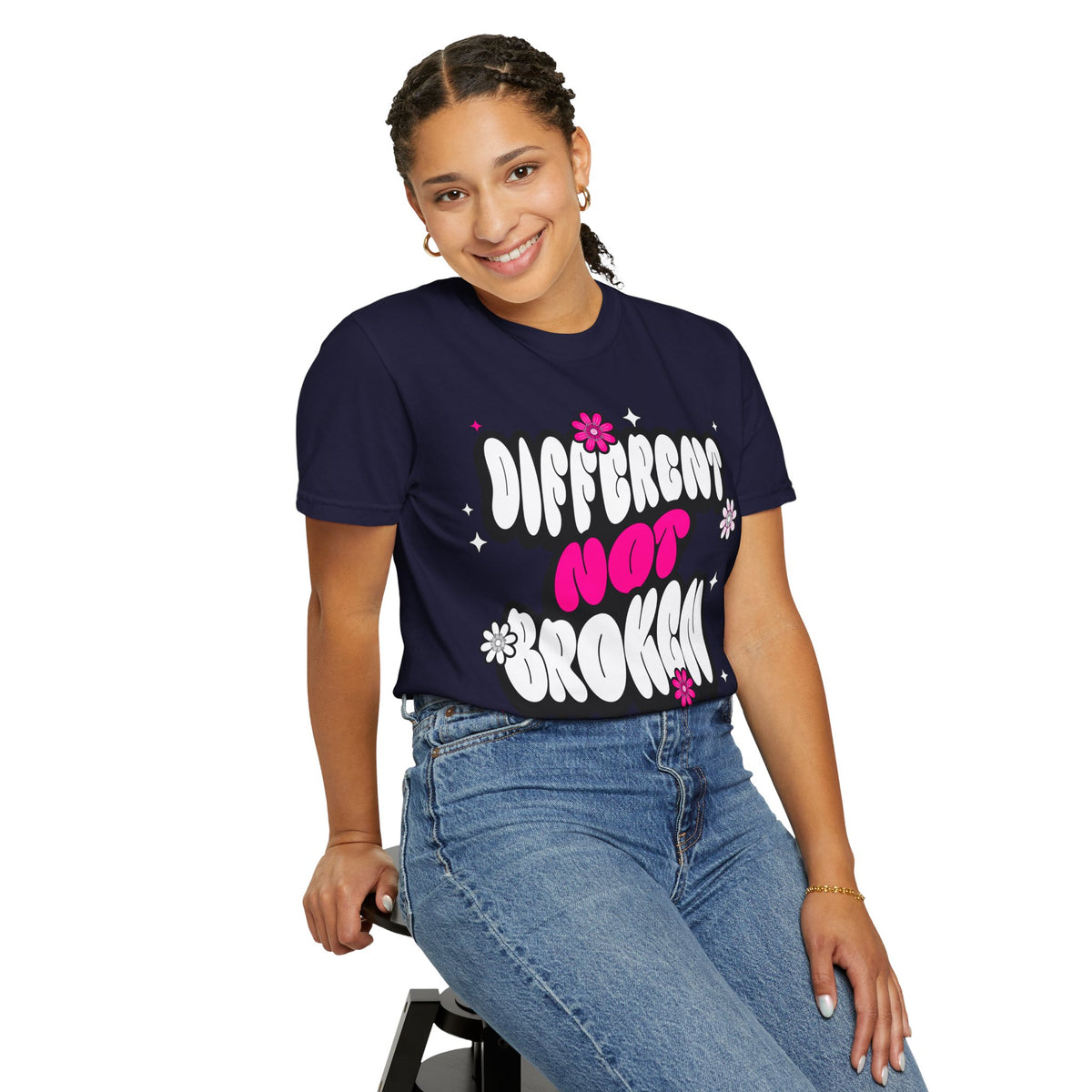 FPD - Different Not Broken Retro Groovy Shirt | Neurodiversity Acceptance & Mental Health Support Tee