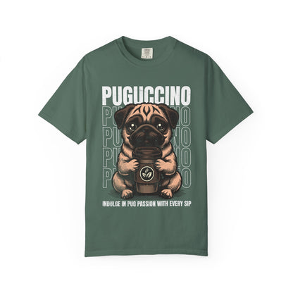 FPD - Puguccino Funny Pug Coffee T-Shirt | Indulge In Pug Passion Cute Dog Cappuccino Graphic Tee | Pet Lover Gift Shirt