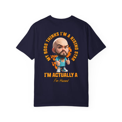 Corporate Damage™ - BPD - Funny Office Humor T-Shirt | My Boss Thinks I'm A Rising Star I'm Actually A Fire Hazard Graphic Tee | Sarcastic Workplace Joke Shirt