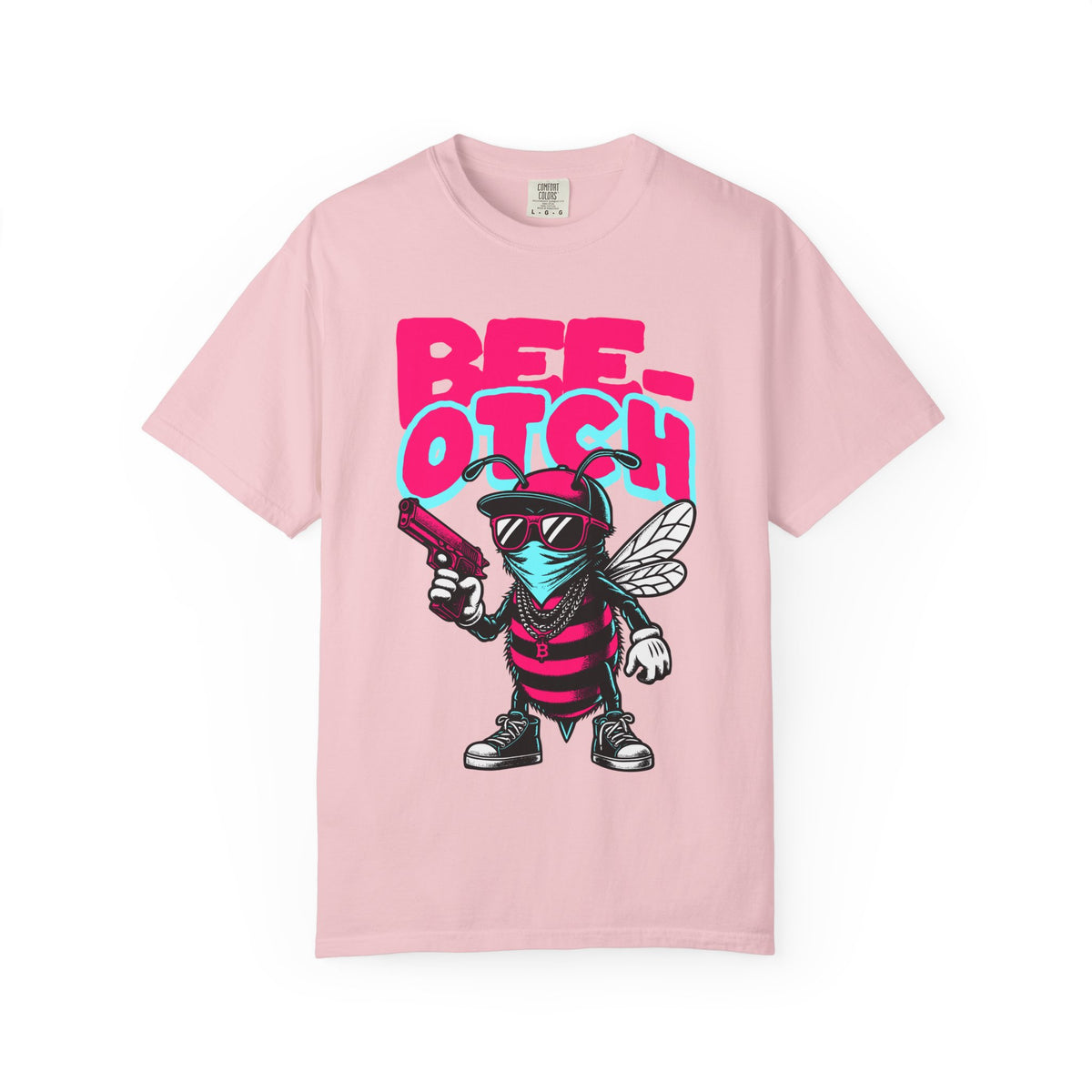 FPD - Bee-Otch Streetwear Graphic Tee – Funny Gangster Bee Unisex Heavyweight Cotton T-Shirt, Trendy Humorous Urban Apparel