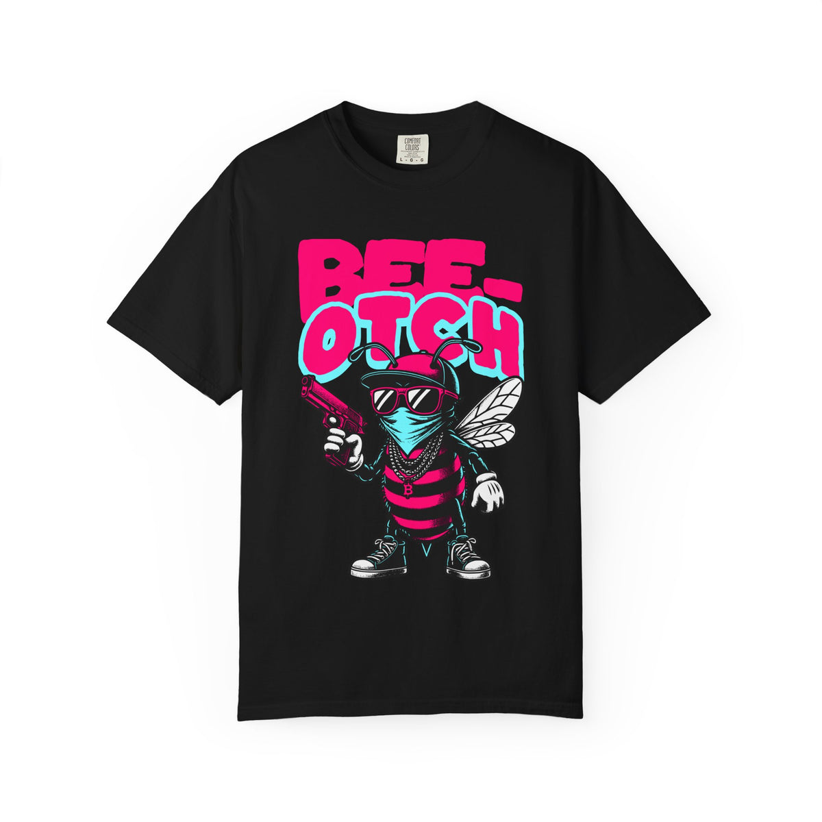 FPD - Bee-Otch Streetwear Graphic Tee – Funny Gangster Bee Unisex Heavyweight Cotton T-Shirt, Trendy Humorous Urban Apparel
