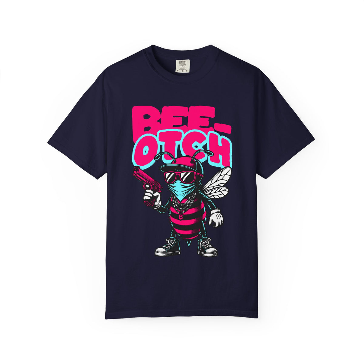 FPD - Bee-Otch Streetwear Graphic Tee – Funny Gangster Bee Unisex Heavyweight Cotton T-Shirt, Trendy Humorous Urban Apparel