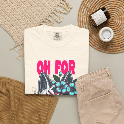 FPD - Oh For Sake Japanese Kitsune Fox Floral Streetwear Unisex Heavyweight Cotton T-Shirt, Sarcastic Anime Mask Graphic Tee