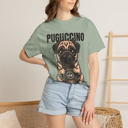 FPD - Puguccino Funny Pug Coffee T-Shirt | Indulge In Pug Passion Cute Dog Cappuccino Graphic Tee | Pet Lover Gift Shirt