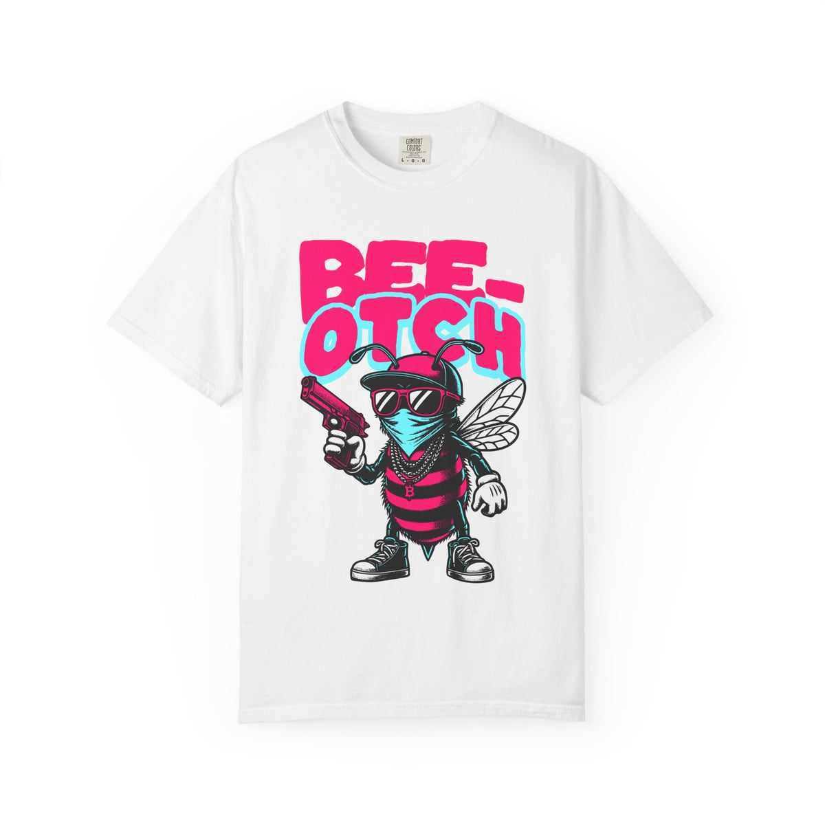 FPD - Bee-Otch Streetwear Graphic Tee – Funny Gangster Bee Unisex Heavyweight Cotton T-Shirt, Trendy Humorous Urban Apparel