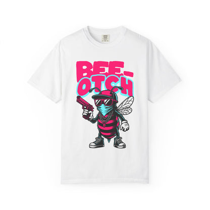 FPD - Bee-Otch Streetwear Graphic Tee – Funny Gangster Bee Unisex Heavyweight Cotton T-Shirt, Trendy Humorous Urban Apparel