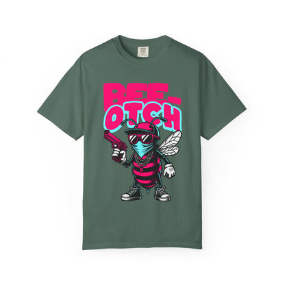FPD - Bee-Otch Streetwear Graphic Tee – Funny Gangster Bee Unisex Heavyweight Cotton T-Shirt, Trendy Humorous Urban Apparel