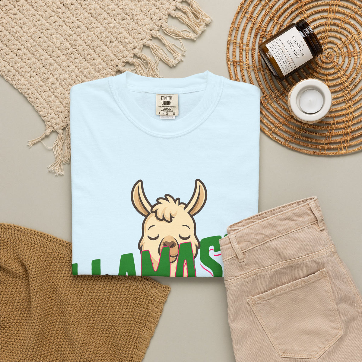 FPD - Llamaste B*itches Yoga Llama Funny Meditation Streetwear Unisex Heavyweight Cotton T-Shirt, Sarcastic Zen Animal Graphic Tee