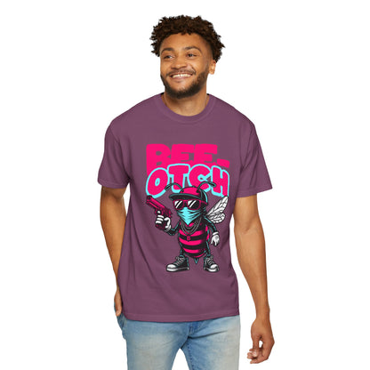 FPD - Bee-Otch Streetwear Graphic Tee – Funny Gangster Bee Unisex Heavyweight Cotton T-Shirt, Trendy Humorous Urban Apparel