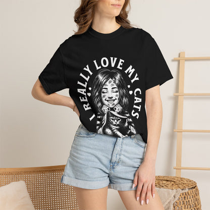 FPD - I Really Love My Cats T-Shirt | Scratched Up Cat Mom Graphic Tee | Funny Pet Lover Gift Shirt