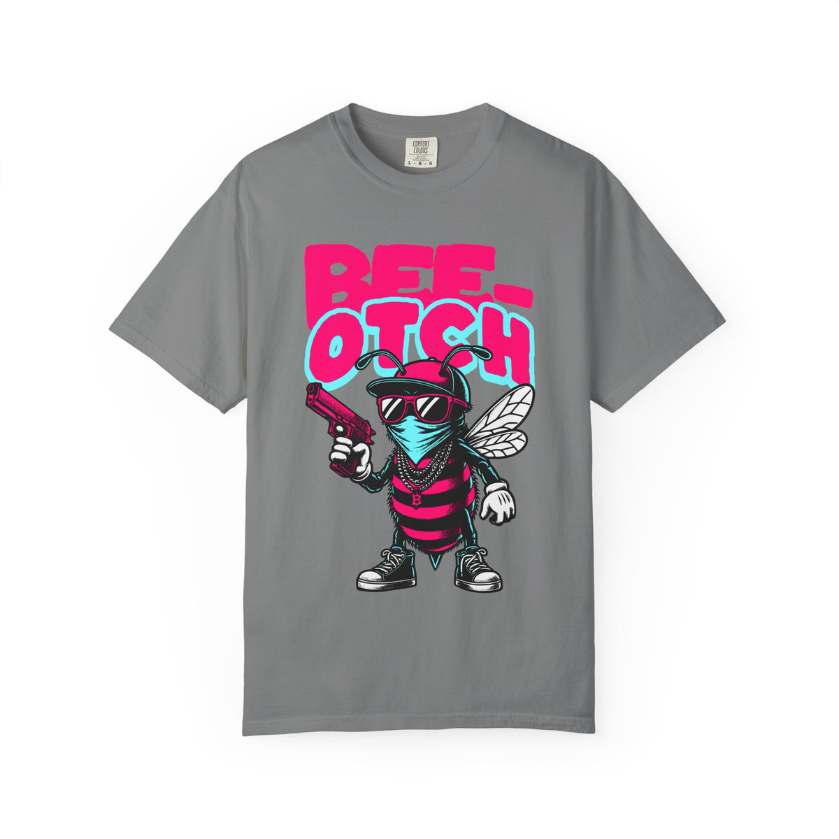 FPD - Bee-Otch Streetwear Graphic Tee – Funny Gangster Bee Unisex Heavyweight Cotton T-Shirt, Trendy Humorous Urban Apparel