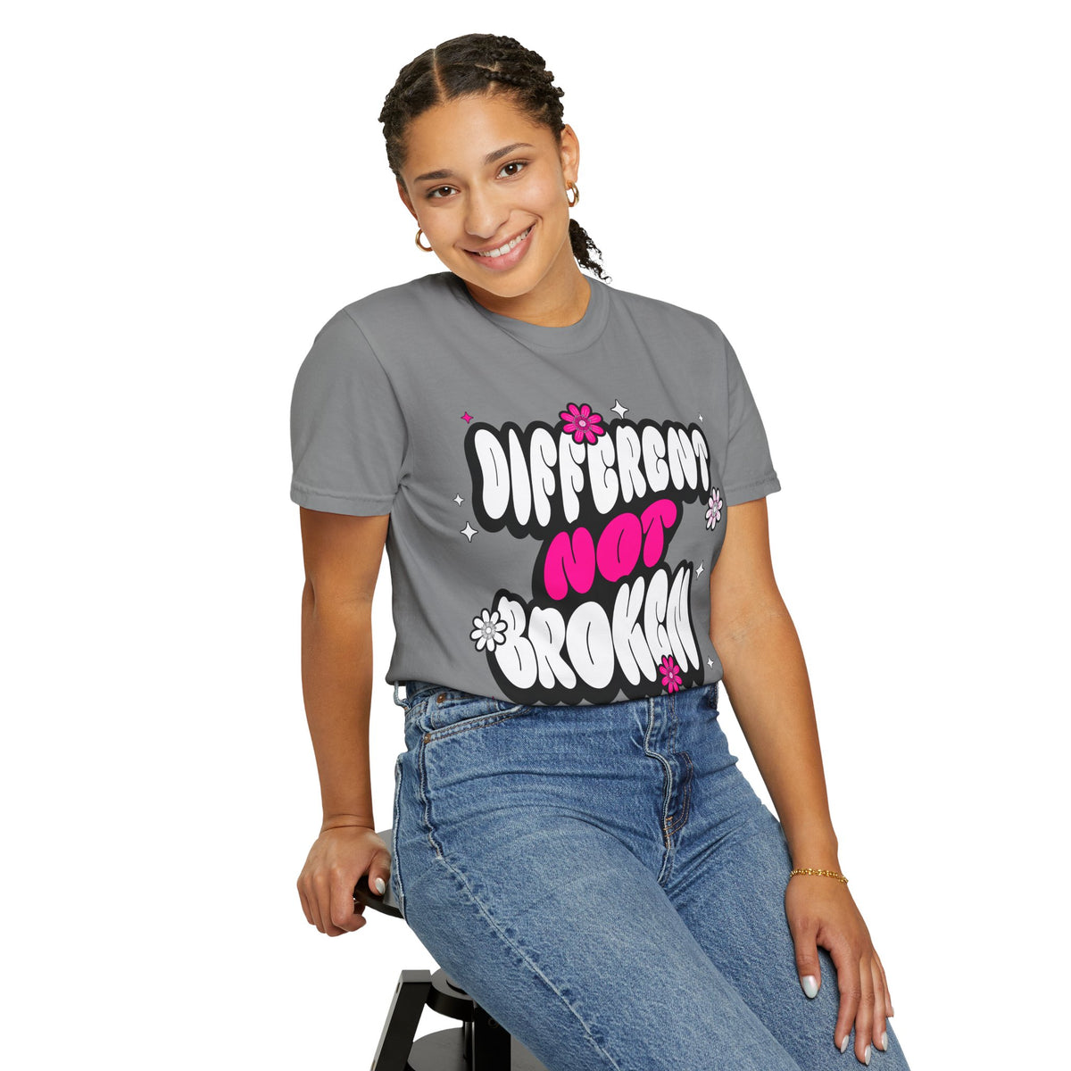 FPD - Different Not Broken Retro Groovy Shirt | Neurodiversity Acceptance & Mental Health Support Tee