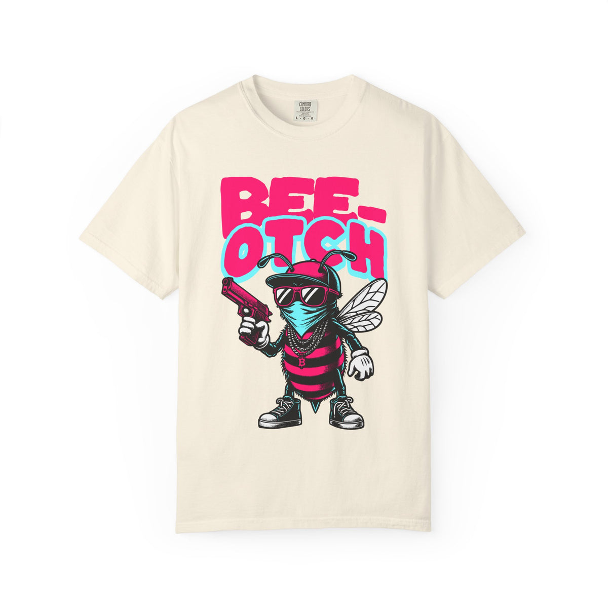 FPD - Bee-Otch Streetwear Graphic Tee – Funny Gangster Bee Unisex Heavyweight Cotton T-Shirt, Trendy Humorous Urban Apparel