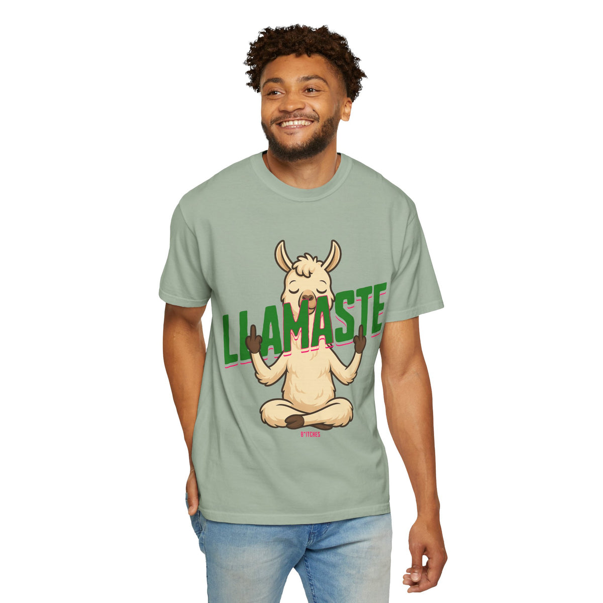 FPD - Llamaste B*itches Yoga Llama Funny Meditation Streetwear Unisex Heavyweight Cotton T-Shirt, Sarcastic Zen Animal Graphic Tee