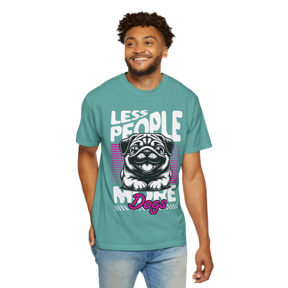 FPD - Less People More Dogs T-Shirt | Cute Pug Introvert Graphic Tee | Funny Pet Lover Gift Shirt