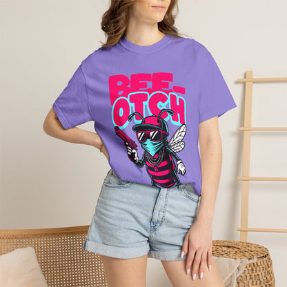FPD - Bee-Otch Streetwear Graphic Tee – Funny Gangster Bee Unisex Heavyweight Cotton T-Shirt, Trendy Humorous Urban Apparel