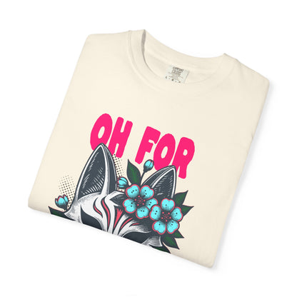 FPD - Oh For Sake Japanese Kitsune Fox Floral Streetwear Unisex Heavyweight Cotton T-Shirt, Sarcastic Anime Mask Graphic Tee