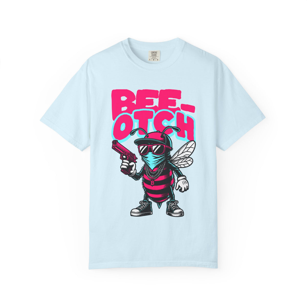 FPD - Bee-Otch Streetwear Graphic Tee – Funny Gangster Bee Unisex Heavyweight Cotton T-Shirt, Trendy Humorous Urban Apparel