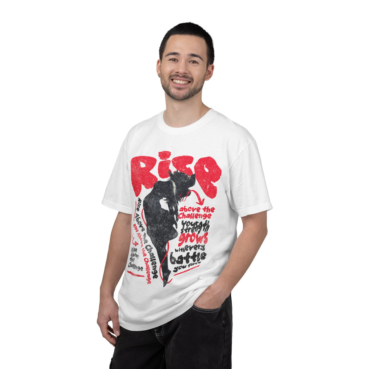 FPD - Rise Above the Challenge Grunge Tee | Mental Health Resilience & Inner Strength Apparel