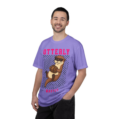 FPD - Otterly Wasted Funny Drinking Otter Sunglasses Barrel Streetwear Unisex Heavyweight Cotton T-Shirt, Sarcastic Party Animal Graphic Tee