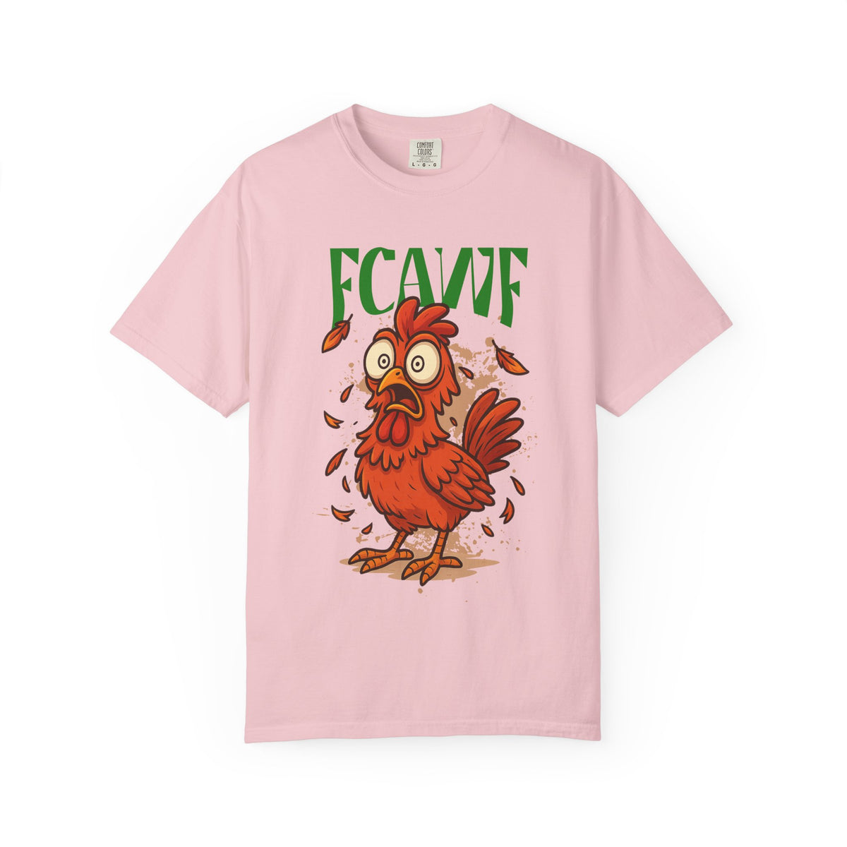 FPD - FCAWF Funny Panic Chicken Screaming Rooster Streetwear Unisex Heavyweight Cotton T-Shirt, Sarcastic Barnyard Animal Graphic Tee