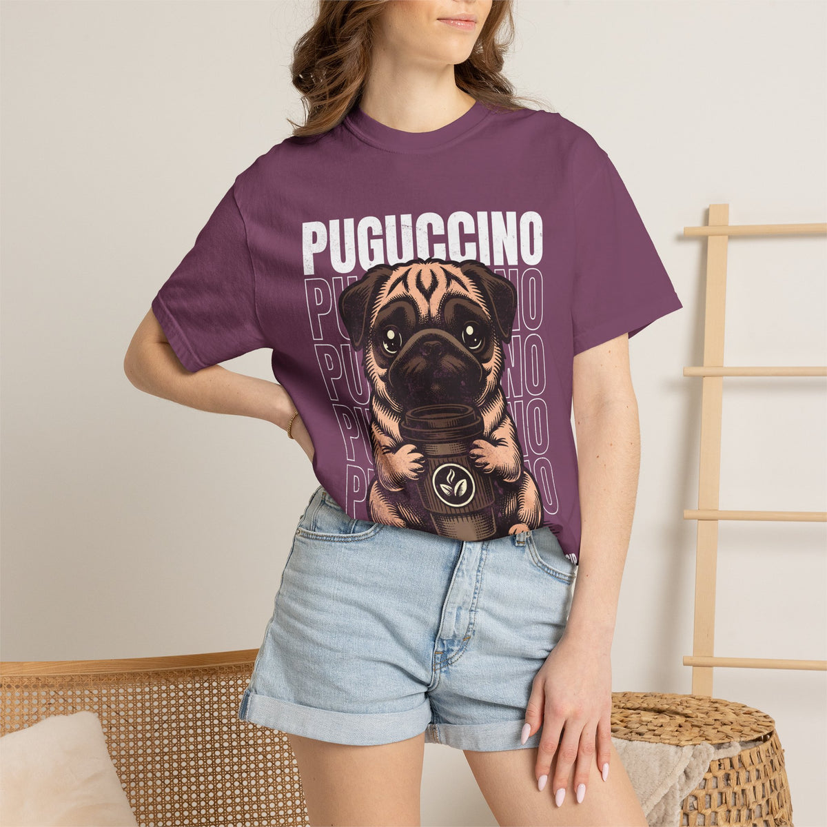FPD - Puguccino Funny Pug Coffee T-Shirt | Indulge In Pug Passion Cute Dog Cappuccino Graphic Tee | Pet Lover Gift Shirt
