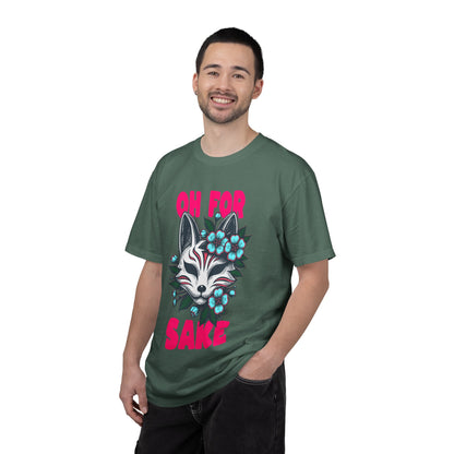 FPD - Oh For Sake Japanese Kitsune Fox Floral Streetwear Unisex Heavyweight Cotton T-Shirt, Sarcastic Anime Mask Graphic Tee