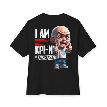 Black t-shirt with a graphic of a cartoon character and text on a white background