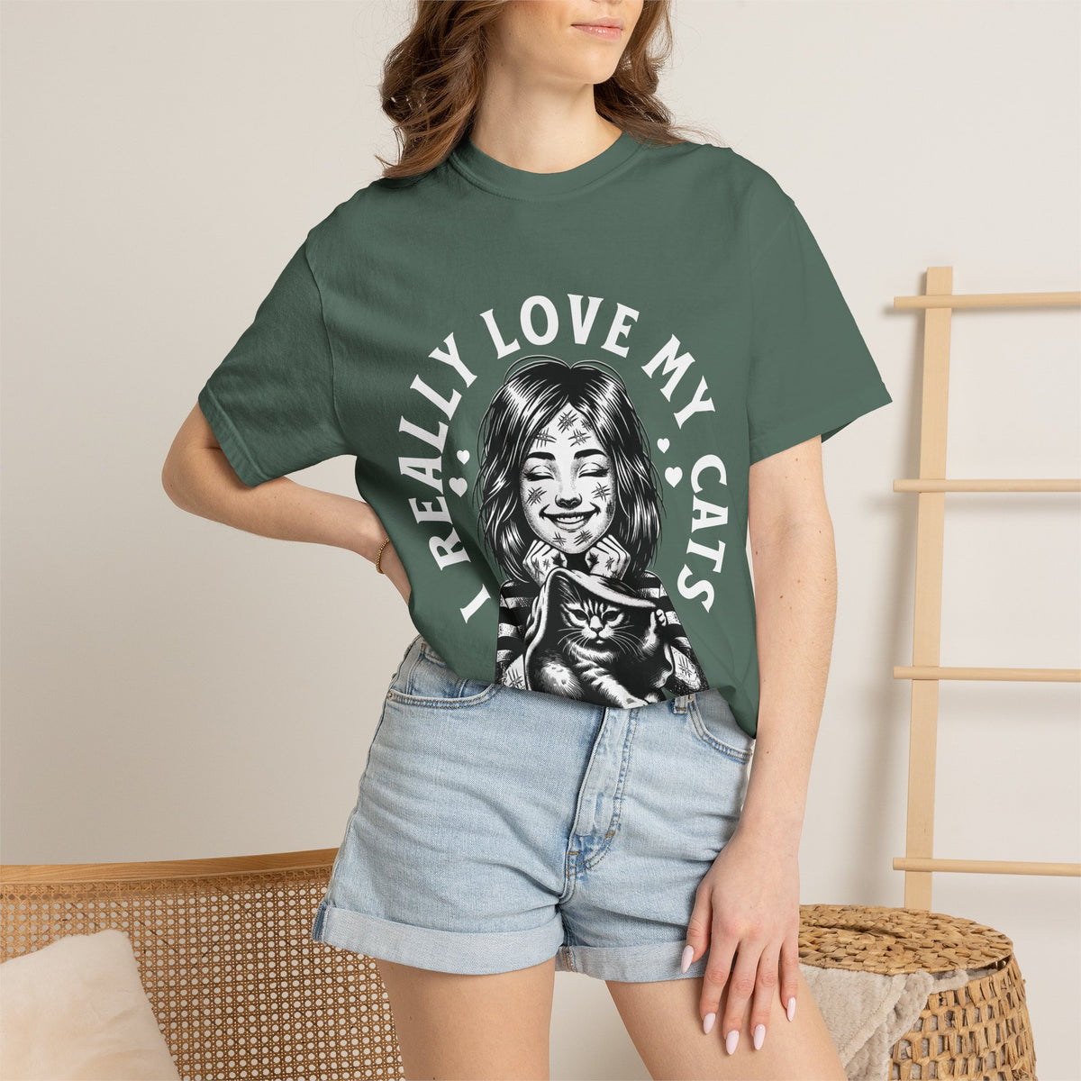 FPD - I Really Love My Cats T-Shirt | Scratched Up Cat Mom Graphic Tee | Funny Pet Lover Gift Shirt