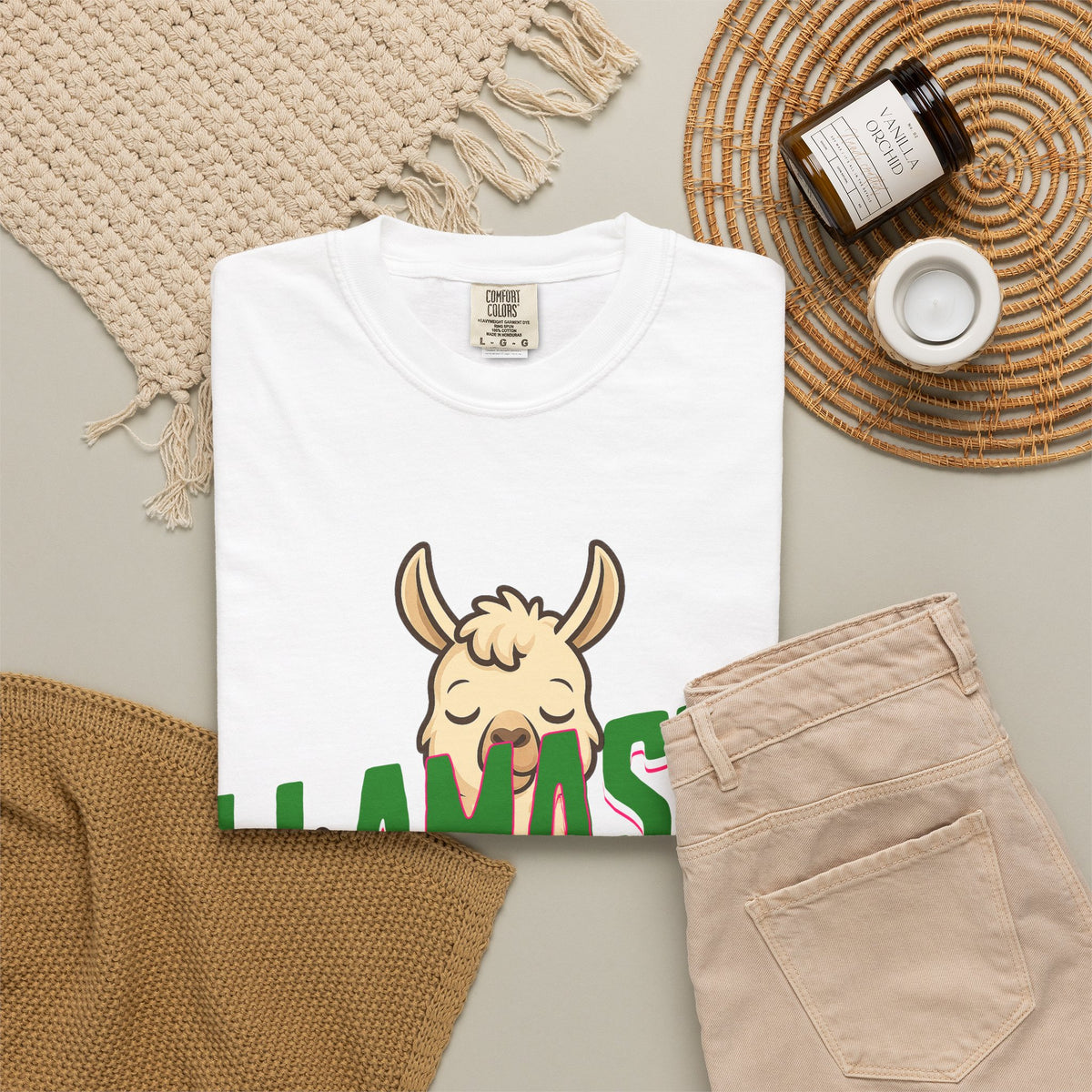 FPD - Llamaste B*itches Yoga Llama Funny Meditation Streetwear Unisex Heavyweight Cotton T-Shirt, Sarcastic Zen Animal Graphic Tee