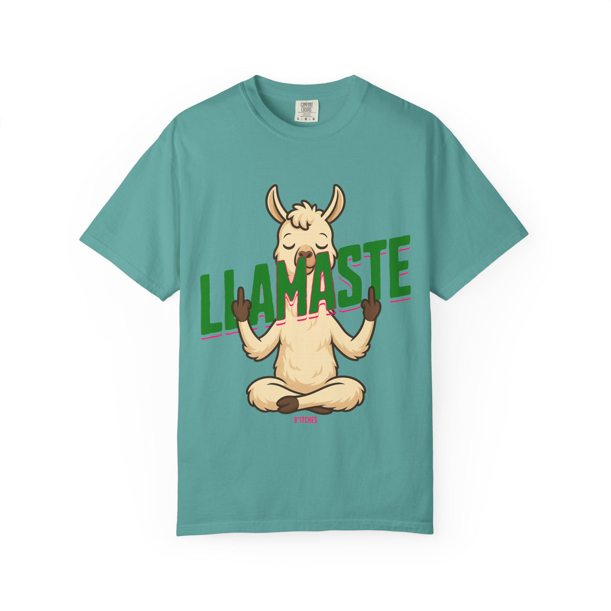FPD - Llamaste B*itches Yoga Llama Funny Meditation Streetwear Unisex Heavyweight Cotton T-Shirt, Sarcastic Zen Animal Graphic Tee