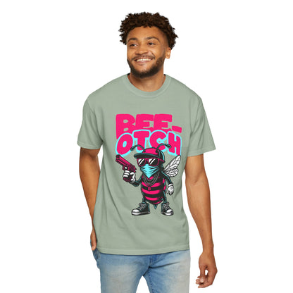 FPD - Bee-Otch Streetwear Graphic Tee – Funny Gangster Bee Unisex Heavyweight Cotton T-Shirt, Trendy Humorous Urban Apparel