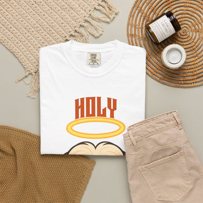 FPD - Holy Shih Tzu Funny Dog Halo Shocked Expression Unisex Heavyweight Cotton T-Shirt, Sarcastic Pet Humor Graphic Tee