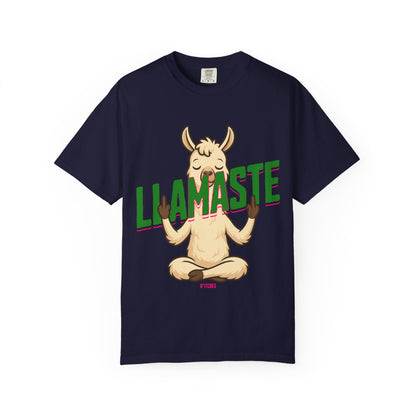 FPD - Llamaste B*itches Yoga Llama Funny Meditation Streetwear Unisex Heavyweight Cotton T-Shirt, Sarcastic Zen Animal Graphic Tee