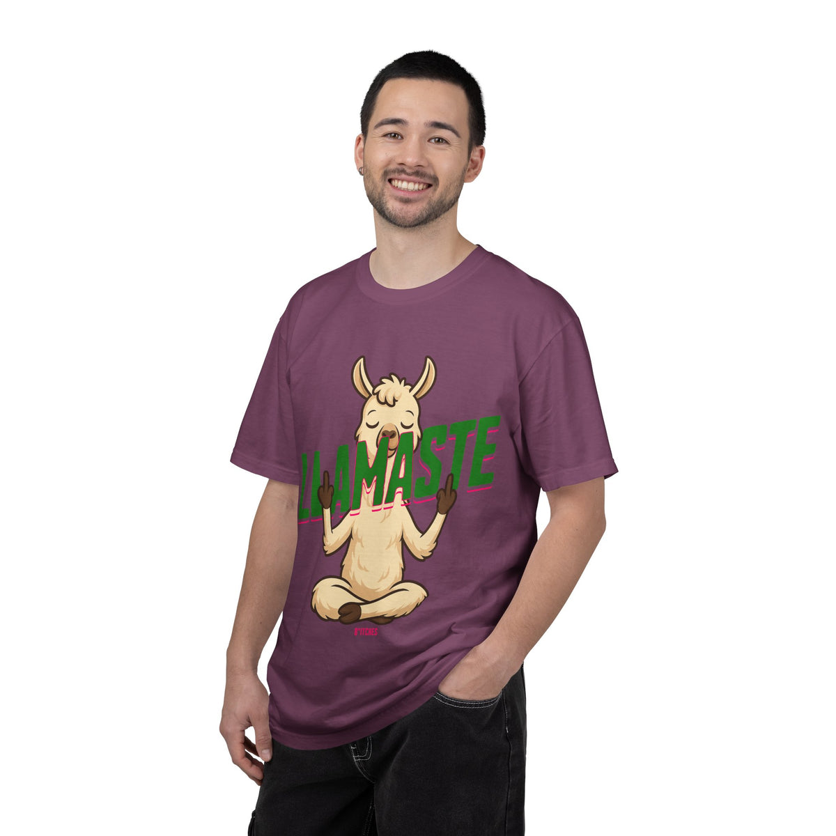 FPD - Llamaste B*itches Yoga Llama Funny Meditation Streetwear Unisex Heavyweight Cotton T-Shirt, Sarcastic Zen Animal Graphic Tee