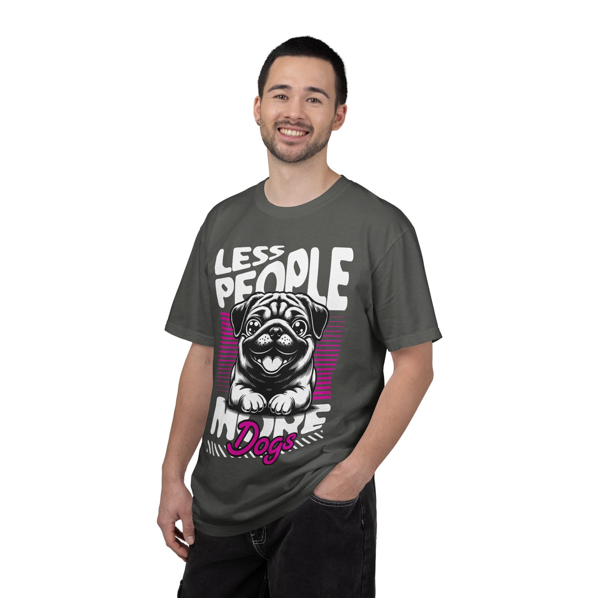 FPD - Less People More Dogs T-Shirt | Cute Pug Introvert Graphic Tee | Funny Pet Lover Gift Shirt