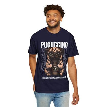 FPD - Puguccino Funny Pug Coffee T-Shirt | Indulge In Pug Passion Cute Dog Cappuccino Graphic Tee | Pet Lover Gift Shirt