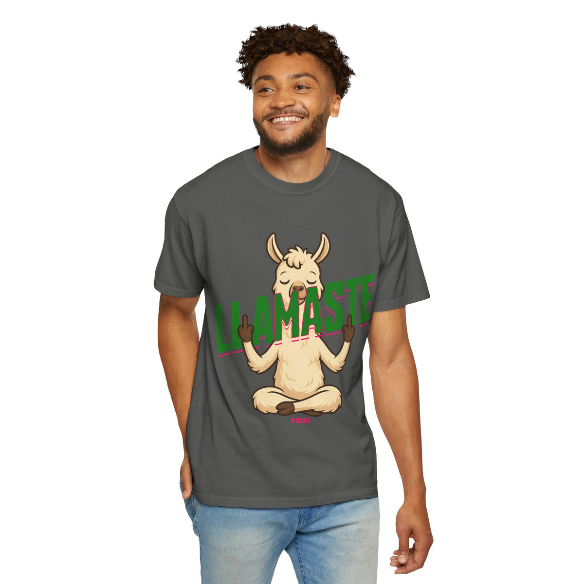 FPD - Llamaste B*itches Yoga Llama Funny Meditation Streetwear Unisex Heavyweight Cotton T-Shirt, Sarcastic Zen Animal Graphic Tee