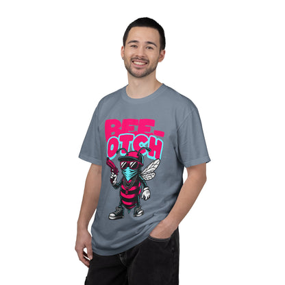 FPD - Bee-Otch Streetwear Graphic Tee – Funny Gangster Bee Unisex Heavyweight Cotton T-Shirt, Trendy Humorous Urban Apparel