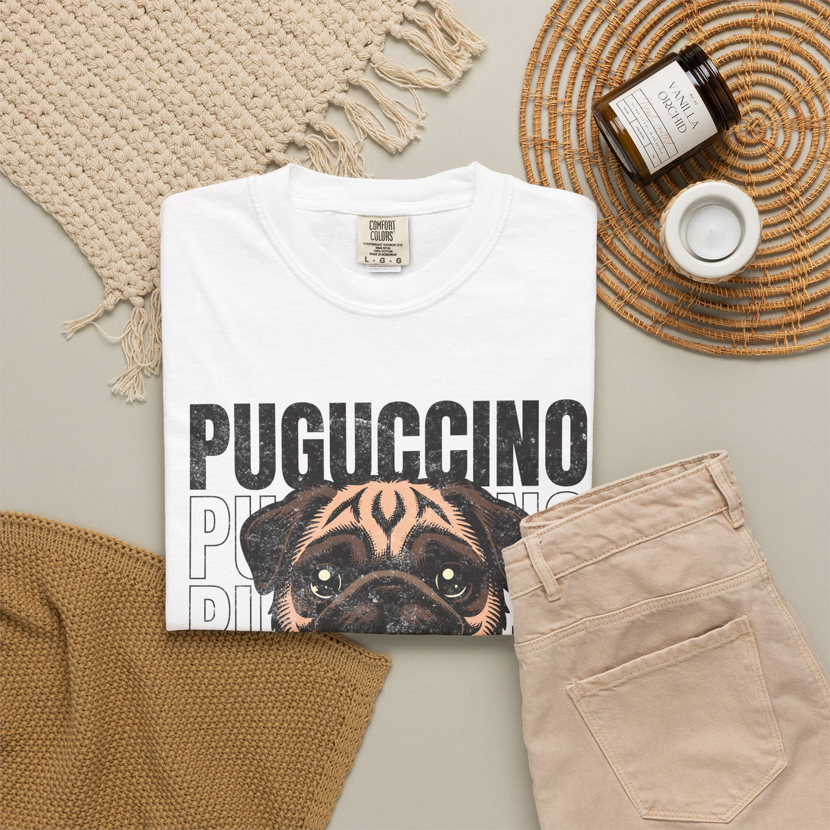 FPD - Puguccino Funny Pug Coffee T-Shirt | Indulge In Pug Passion Cute Dog Cappuccino Graphic Tee | Pet Lover Gift Shirt