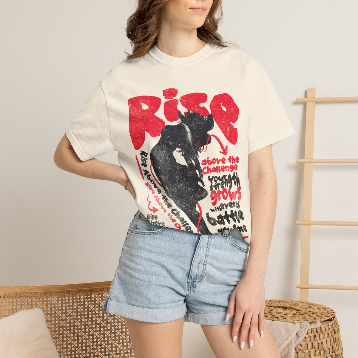 FPD - Rise Above the Challenge Grunge Tee | Mental Health Resilience & Inner Strength Apparel