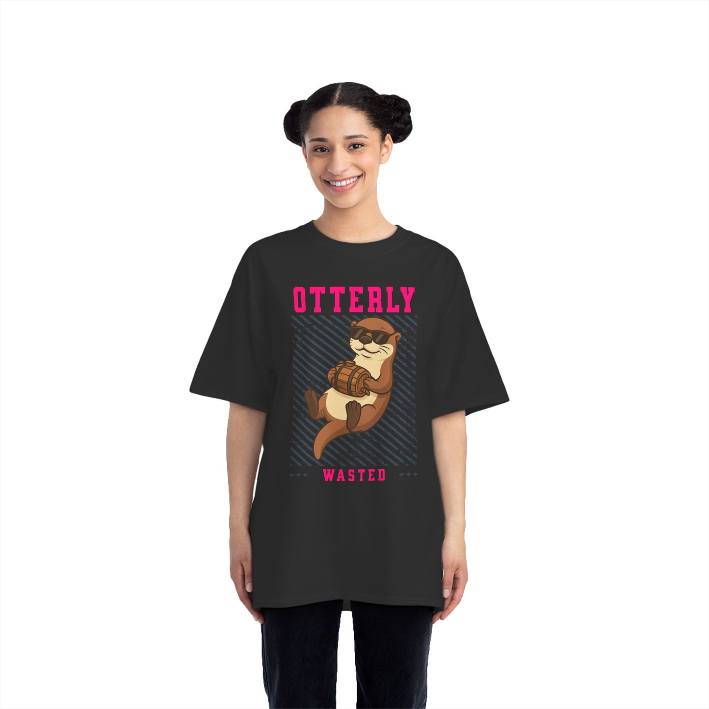 Otterly Wasted Oversized T-Shirt – Funny Animal Pun Graphic Tee | Beer Party Print