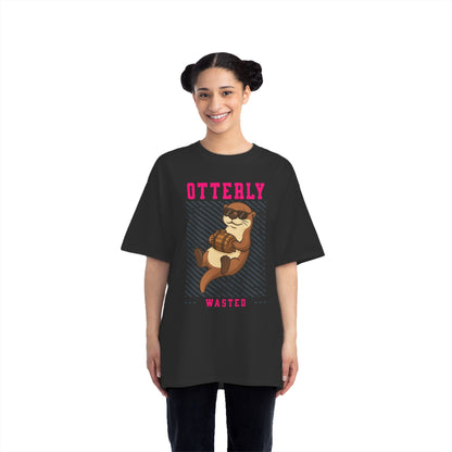 Otterly Wasted Oversized T-Shirt – Funny Animal Pun Graphic Tee | Beer Party Print