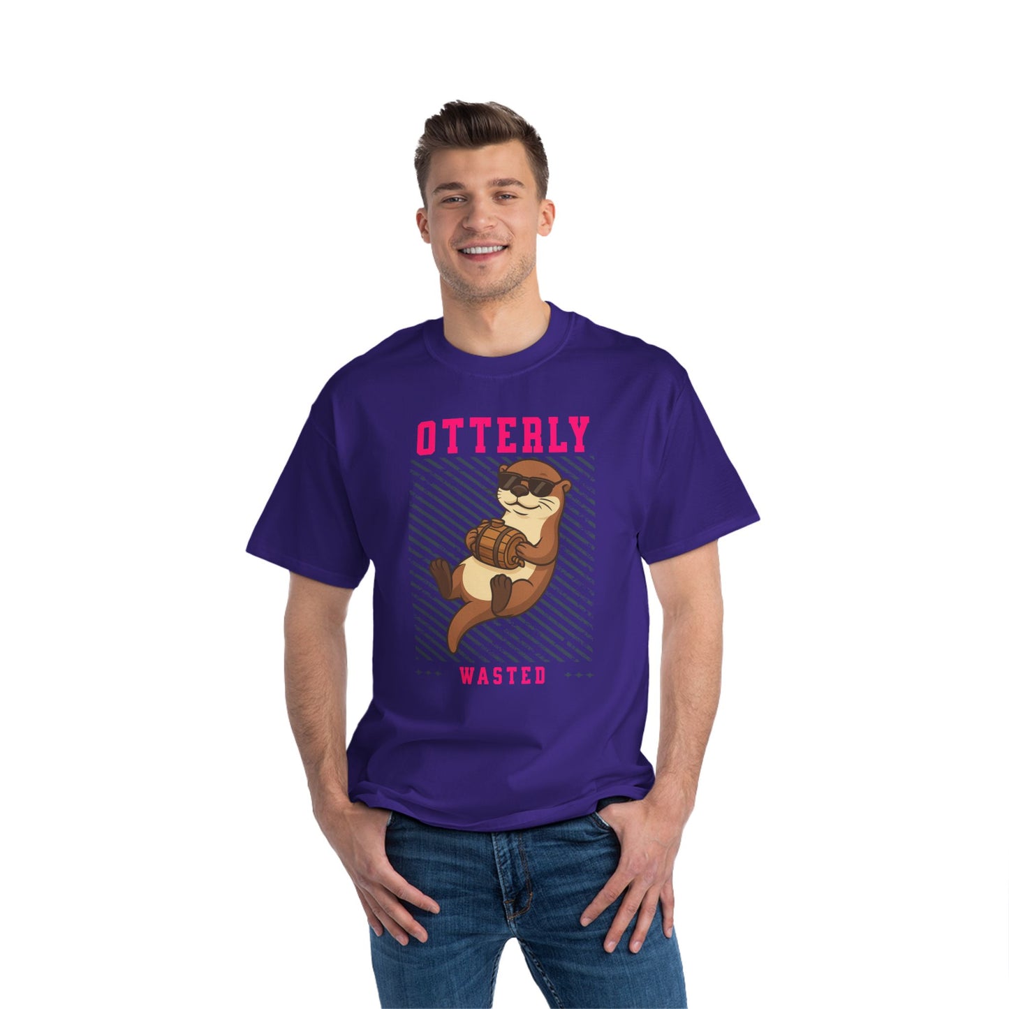 Otterly Wasted Oversized T-Shirt – Funny Animal Pun Graphic Tee | Beer Party Print