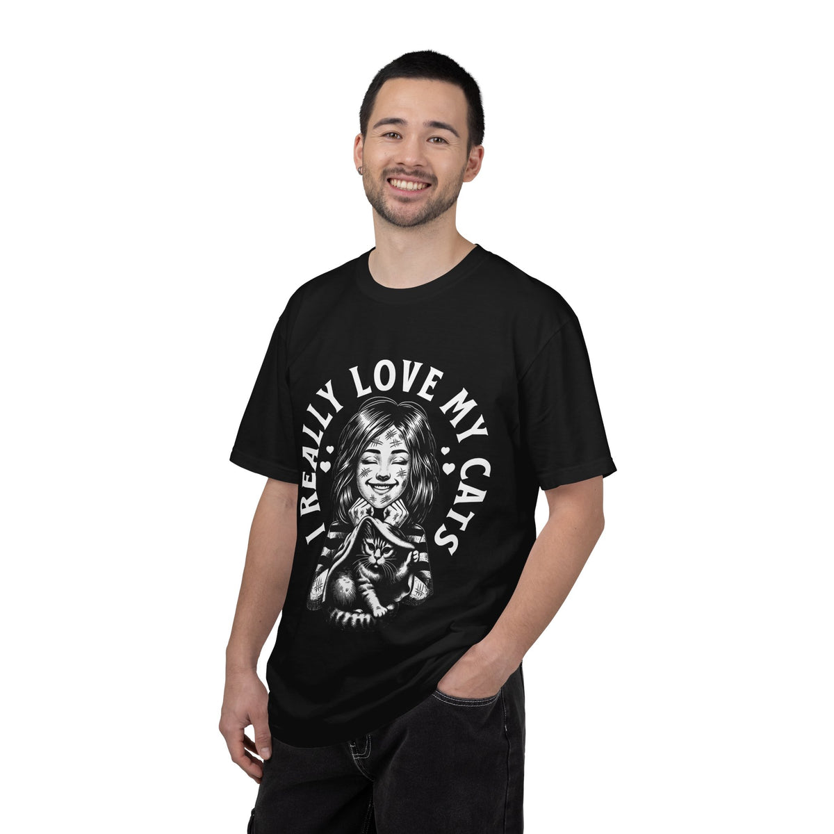 FPD - I Really Love My Cats T-Shirt | Scratched Up Cat Mom Graphic Tee | Funny Pet Lover Gift Shirt