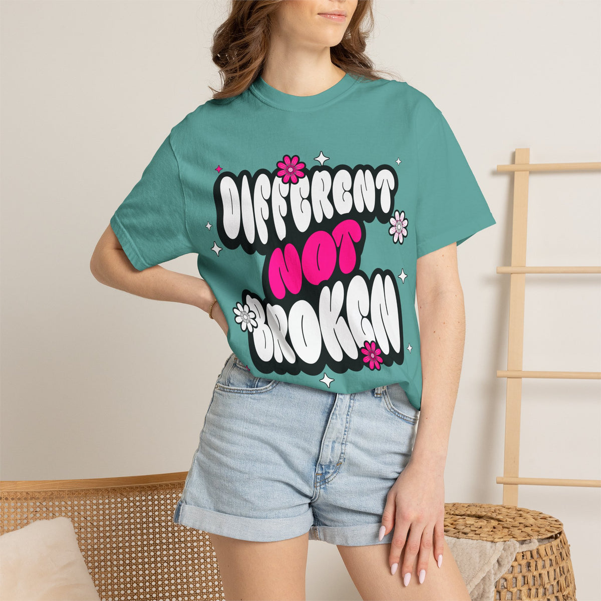 FPD - Different Not Broken Retro Groovy Shirt | Neurodiversity Acceptance & Mental Health Support Tee