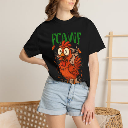 FPD - FCAWF Funny Panic Chicken Screaming Rooster Streetwear Unisex Heavyweight Cotton T-Shirt, Sarcastic Barnyard Animal Graphic Tee