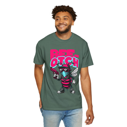 FPD - Bee-Otch Streetwear Graphic Tee – Funny Gangster Bee Unisex Heavyweight Cotton T-Shirt, Trendy Humorous Urban Apparel