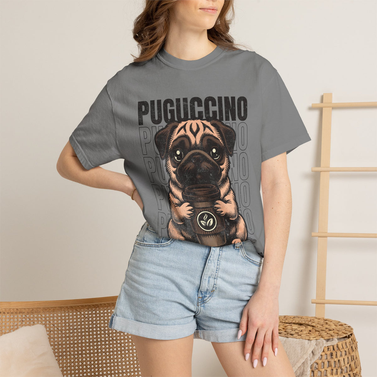 FPD - Puguccino Funny Pug Coffee T-Shirt | Indulge In Pug Passion Cute Dog Cappuccino Graphic Tee | Pet Lover Gift Shirt
