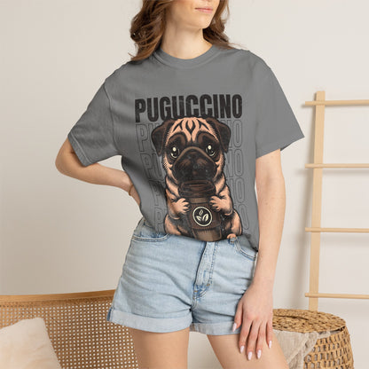 FPD - Puguccino Funny Pug Coffee T-Shirt | Indulge In Pug Passion Cute Dog Cappuccino Graphic Tee | Pet Lover Gift Shirt